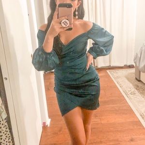 NEW*** Off shoulder asymmetrical Satin Dress